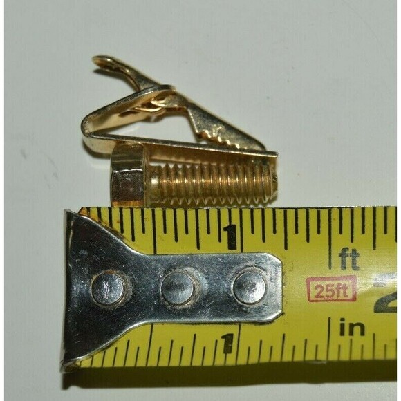 Nice Vintage CRUITS Mechanic / Construction BOLT Shaped Tie Bar Clasp Clip SCREW - Picture 4 of 4